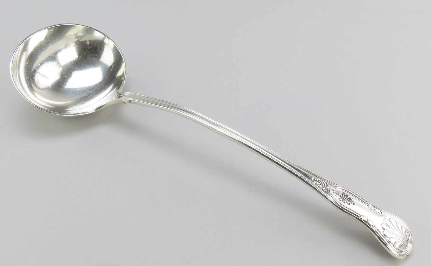 Handsome English Exeter Sterling Silver Large Punch Soup Ladle Kings Pattern