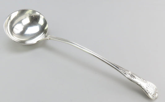 Handsome English Exeter Sterling Silver Large Punch Soup Ladle Kings Pattern