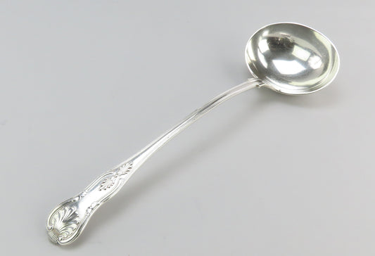 Handsome English Exeter Sterling Silver Large Punch Soup Ladle Kings Pattern