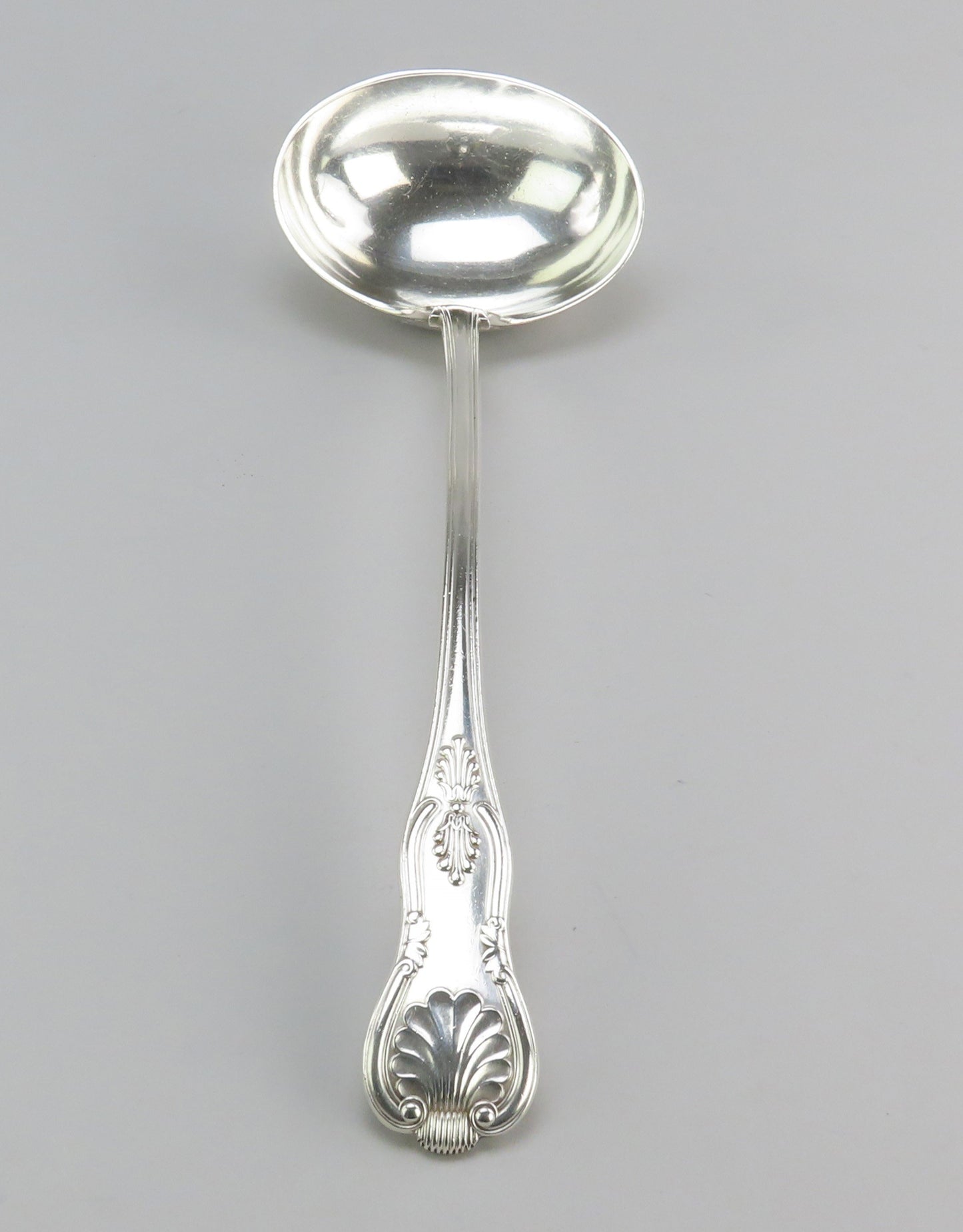 Handsome English Exeter Sterling Silver Large Punch Soup Ladle Kings Pattern