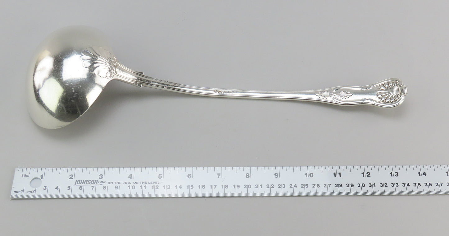 Handsome English Exeter Sterling Silver Large Punch Soup Ladle Kings Pattern
