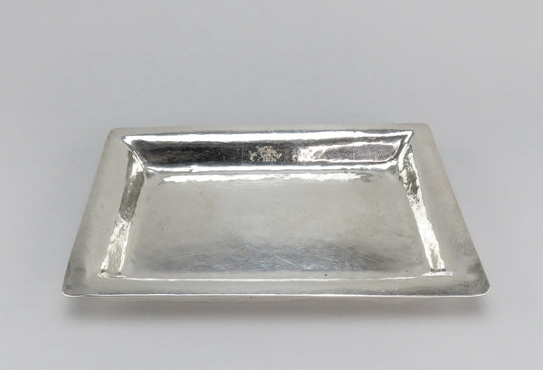 Handsome German 800 Silver Hand Hammered Rectangle Tray No Mono 13" Long