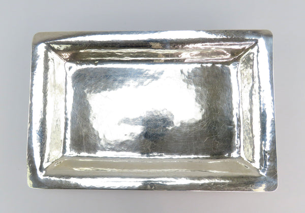 Handsome German 800 Silver Hand Hammered Rectangle Tray No Mono 13" Long