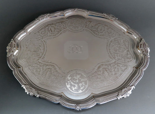 Impressive c1820s J Dixon Sheffield Old Fused Silverplate Serving Tray