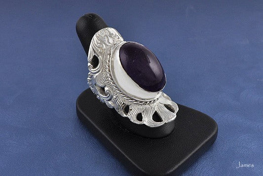 Fabulous Suarti Sterling Genuine Amethyst Ring Sz 8.75