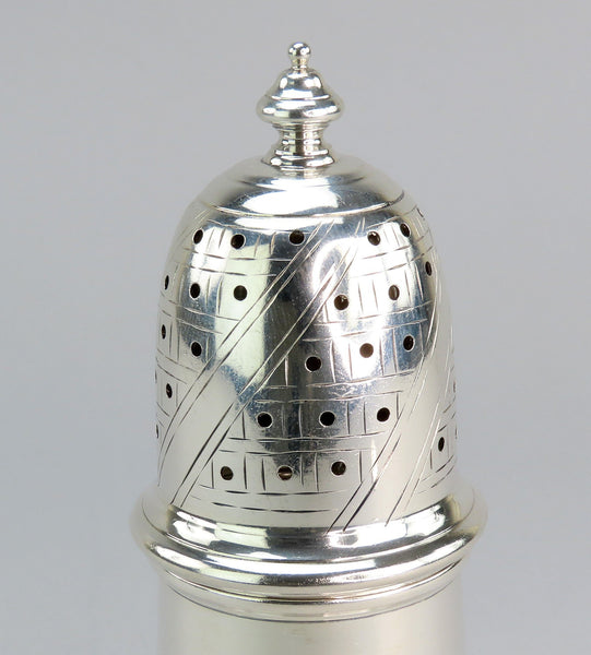 American Antique Sterling Silver Muffineer Caster in Classical Design