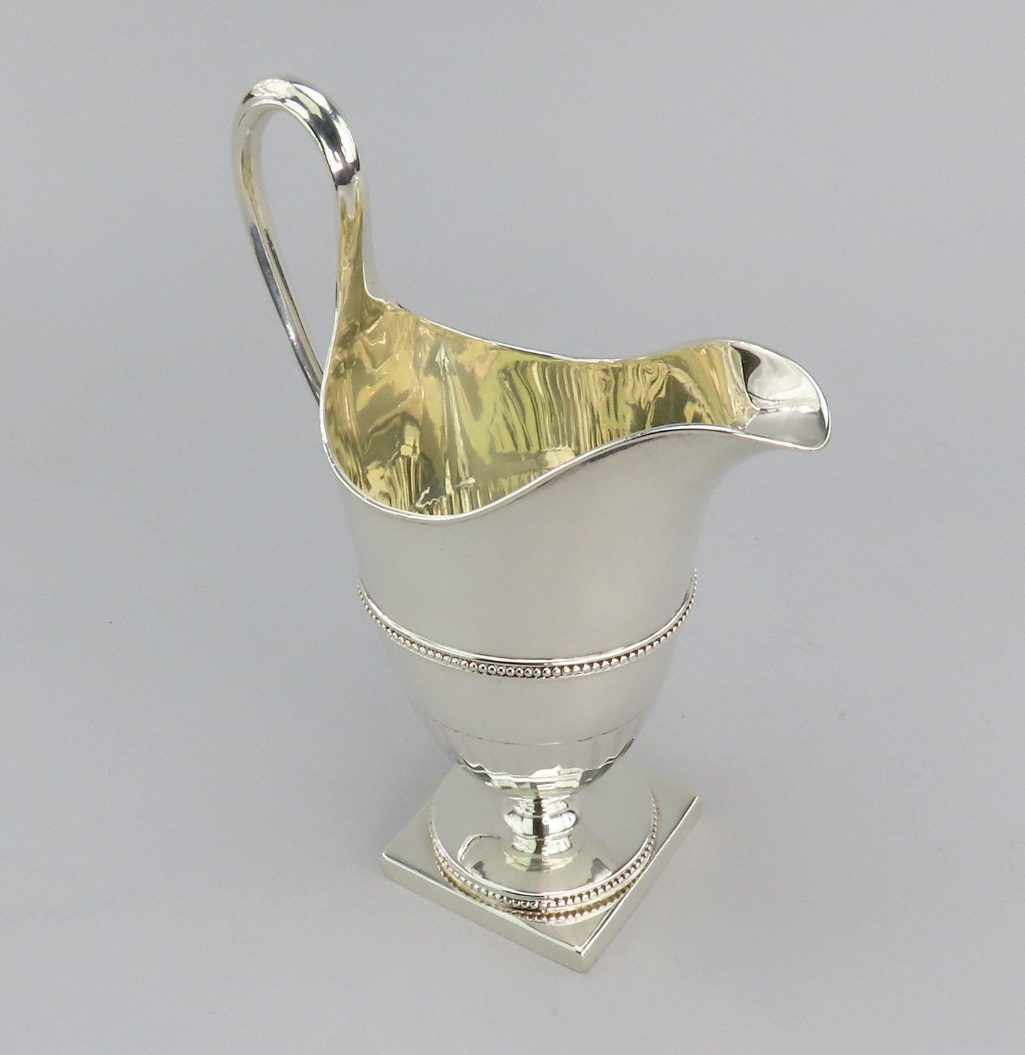 1782 Georgian English Sterling Silver Creamer Beaded Design No Mono 7" Tall