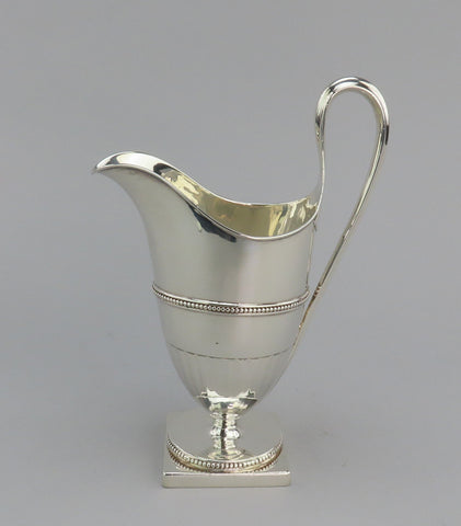 1782 Georgian English Sterling Silver Creamer Beaded Design No Mono 7" Tall