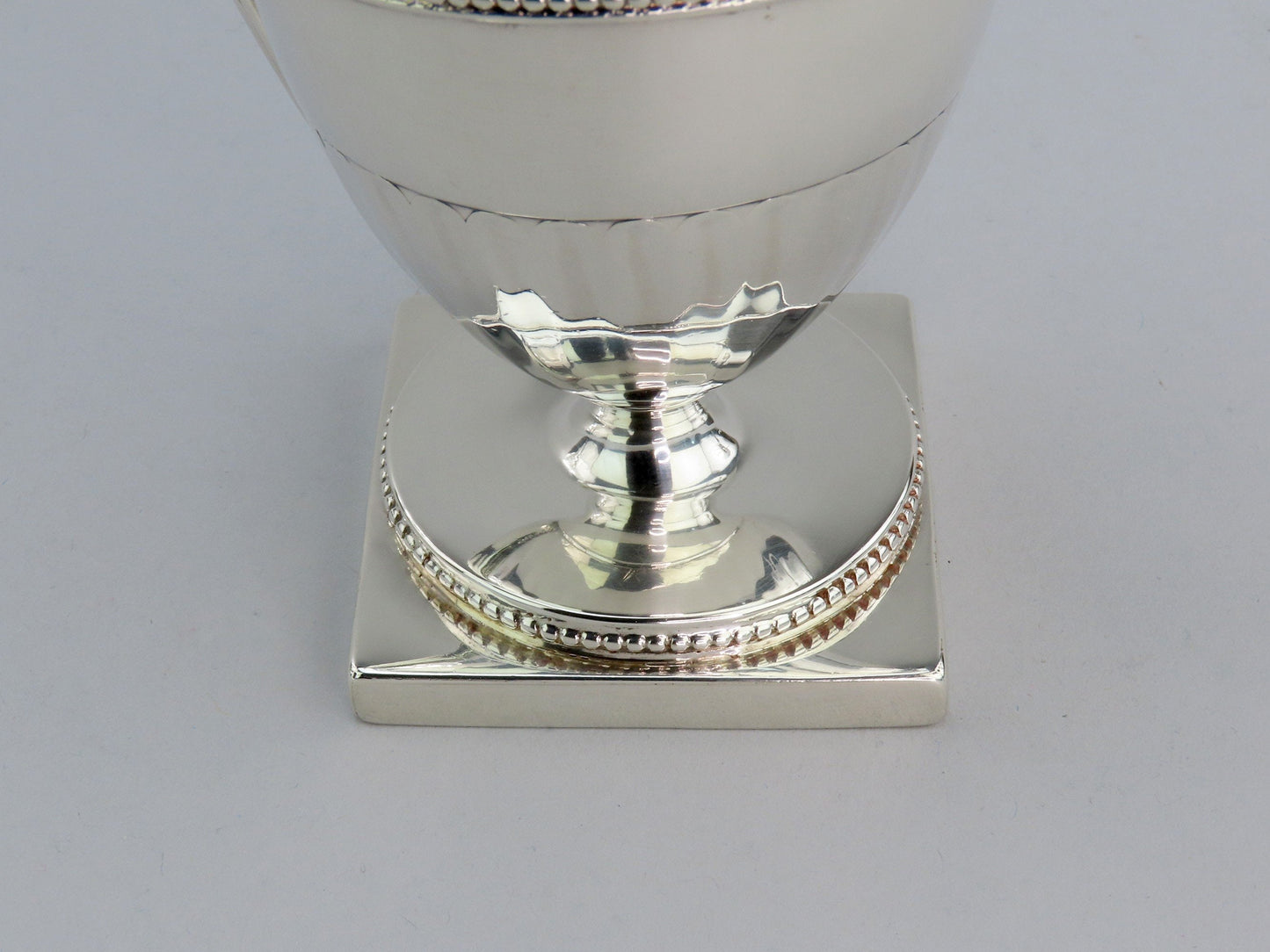 1782 Georgian English Sterling Silver Creamer Beaded Design No Mono 7" Tall