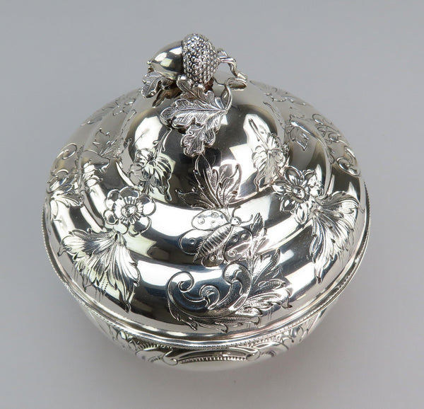 1850s Fabulous American Coin Silver Round Butter Dish Fargo Family Monogram