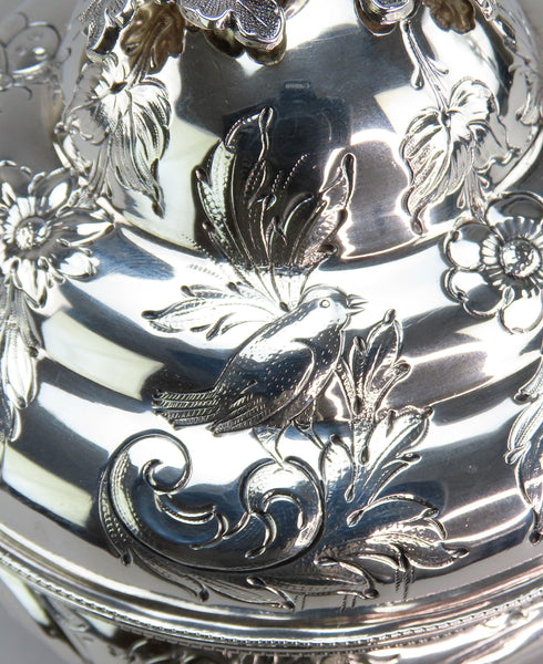 1850s Fabulous American Coin Silver Round Butter Dish Fargo Family Monogram