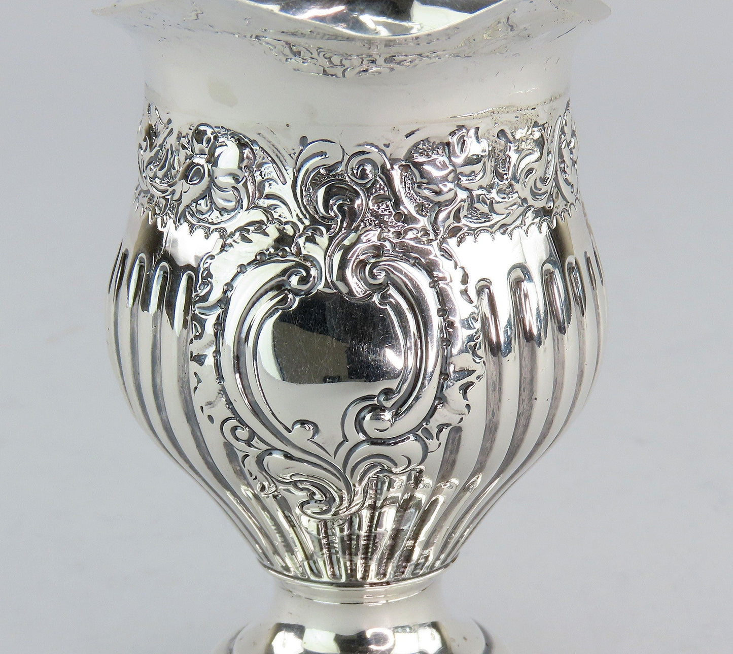 Ornate 1880 Victorian English Sterling Silver Creamer Charles Stuart Harris