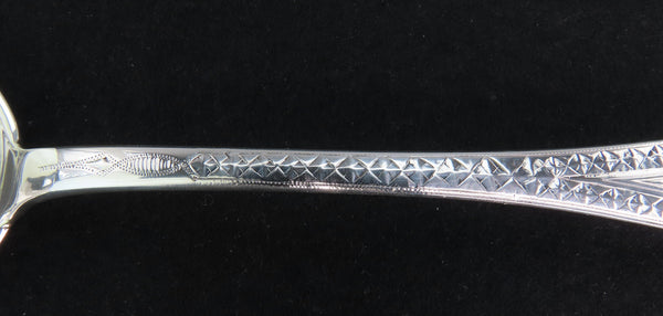 c1875 Sterling Silver Serving Spoon Large Bowl R Mono 11 7/8 Inches