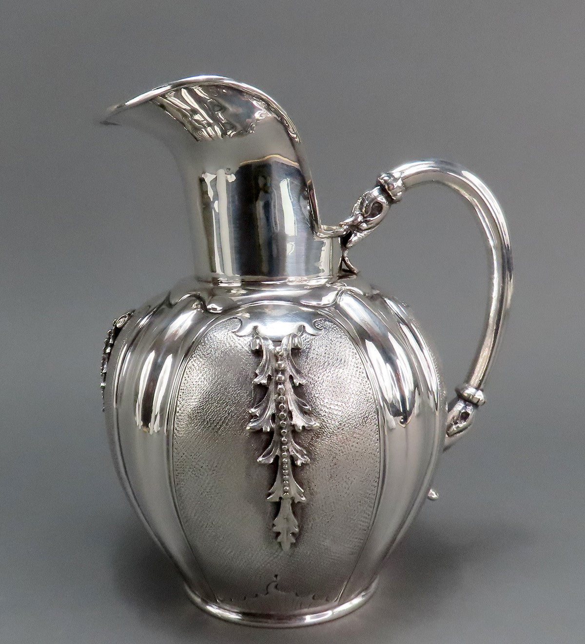 Elegant Italian 800 Silver Melon Form Water Pitcher Wine Ewer