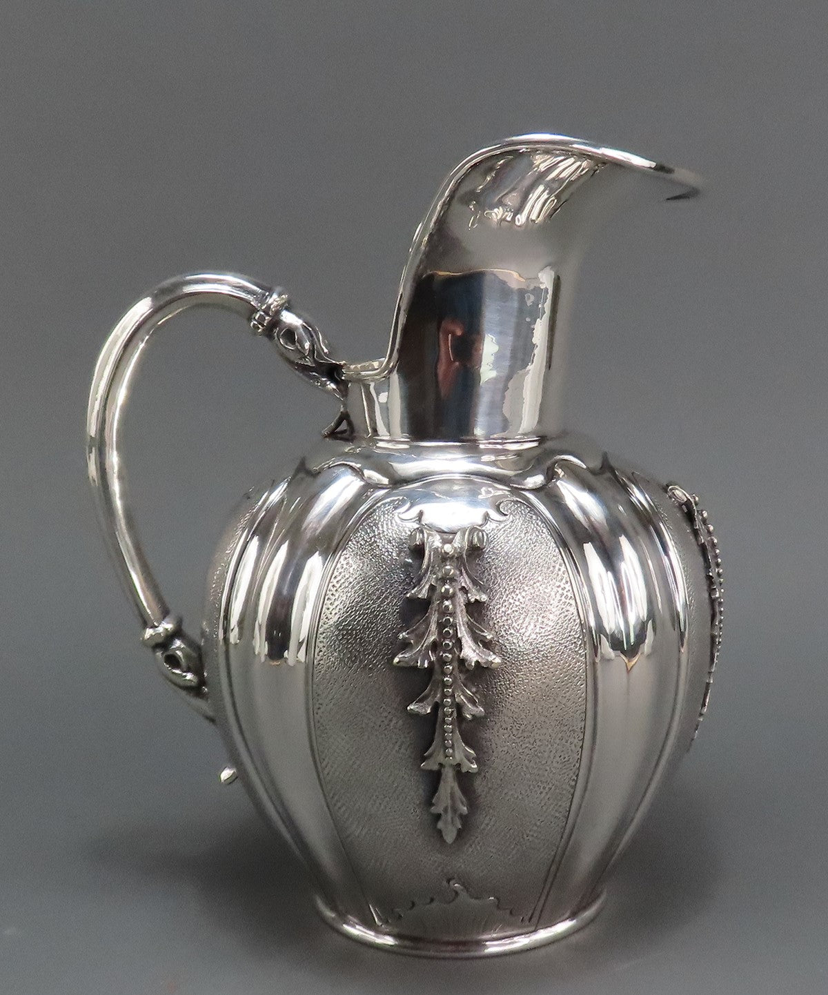 Elegant Italian 800 Silver Melon Form Water Pitcher Wine Ewer