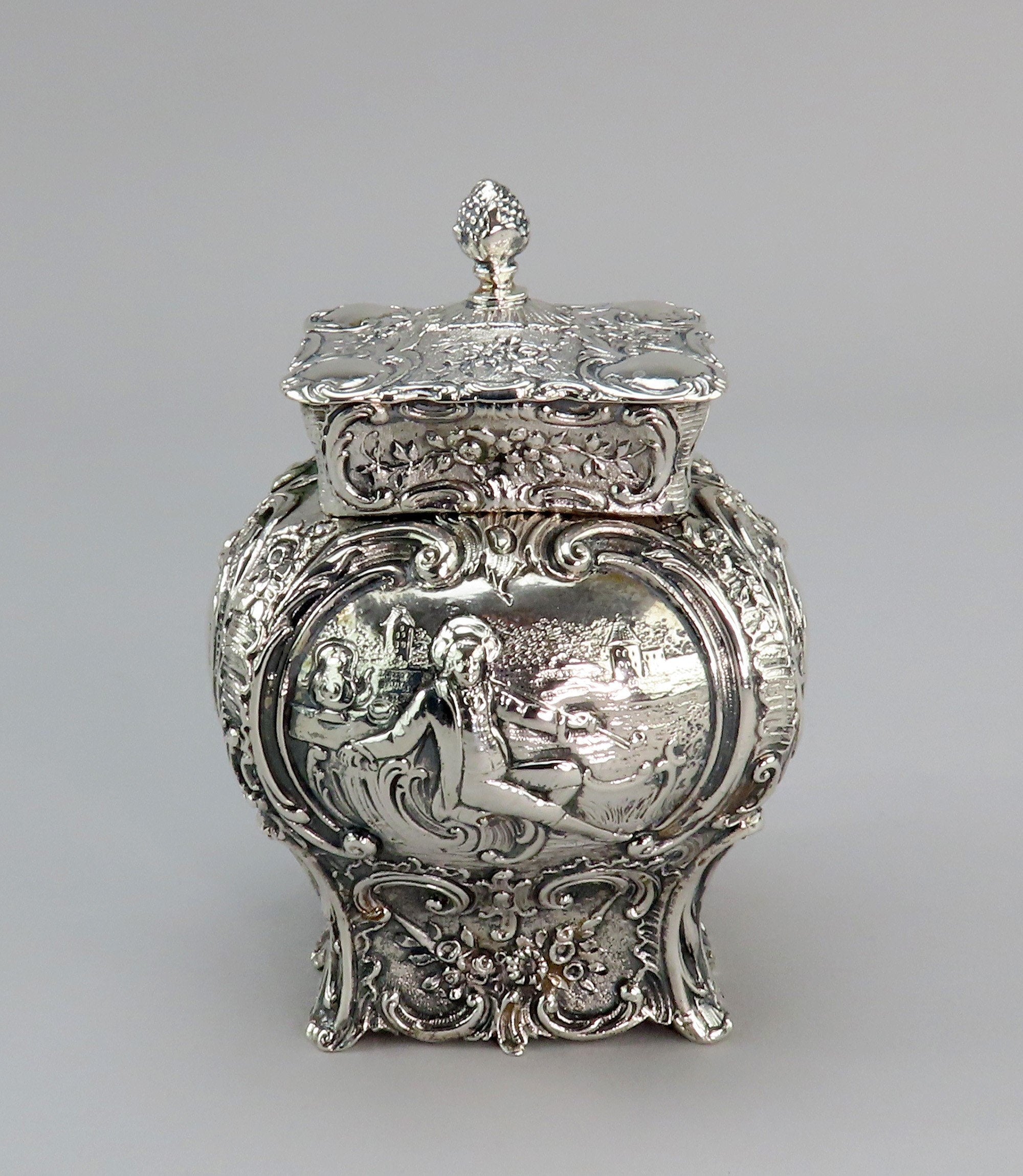 Fabulous 1800s Hanau German Silver Tea Caddy Bombe Form Rococo Style ...