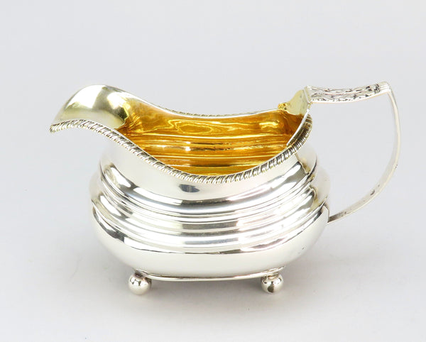 1820 Bateman Georgian English Sterling Silver Creamer Gadroon Edge and Gilded