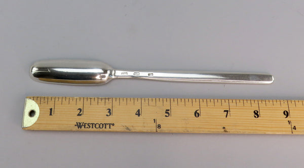 Rare Irish c1770s Sterling Silver Double End Marrow Scoop w Hand Ulster Crest
