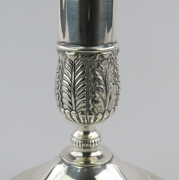 Exceptional Late 1800s Chinese Export Silver Regency Style Candlestick