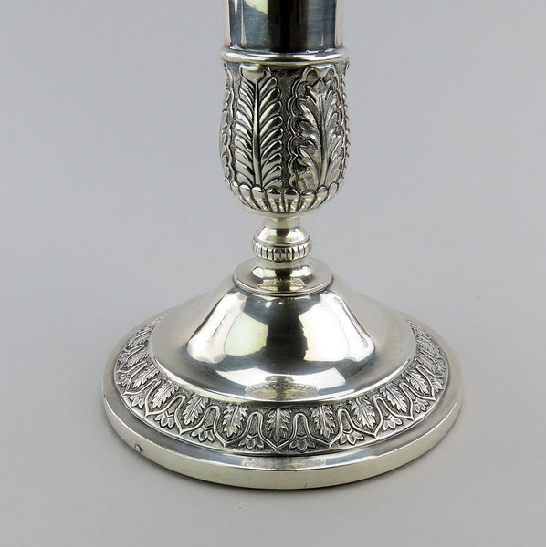 Exceptional Late 1800s Chinese Export Silver Regency Style Candlestick