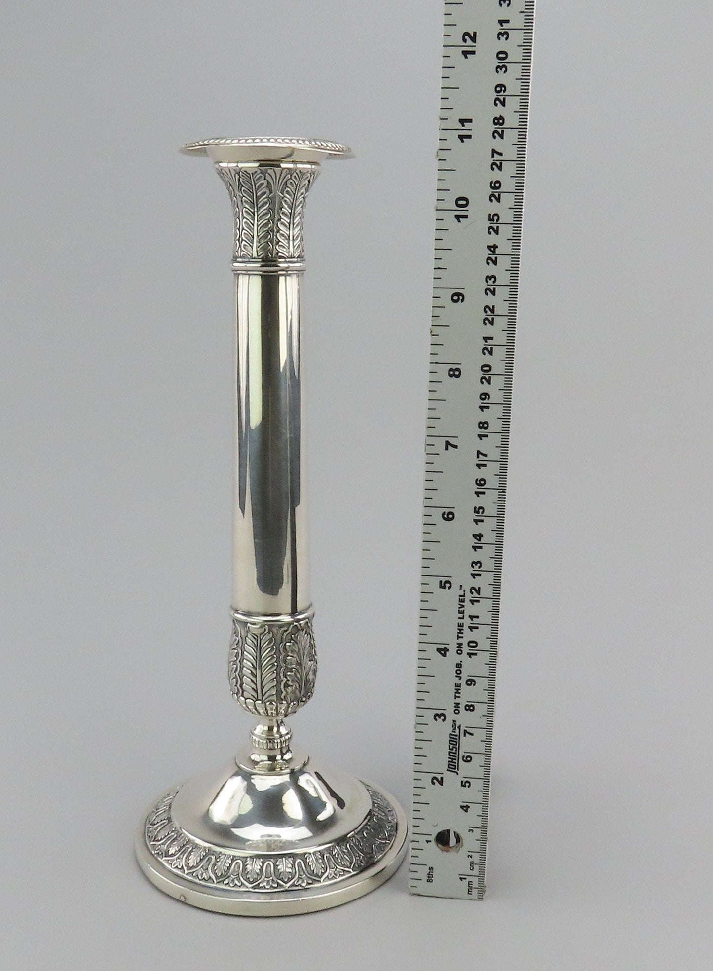 Exceptional Late 1800s Chinese Export Silver Regency Style Candlestick