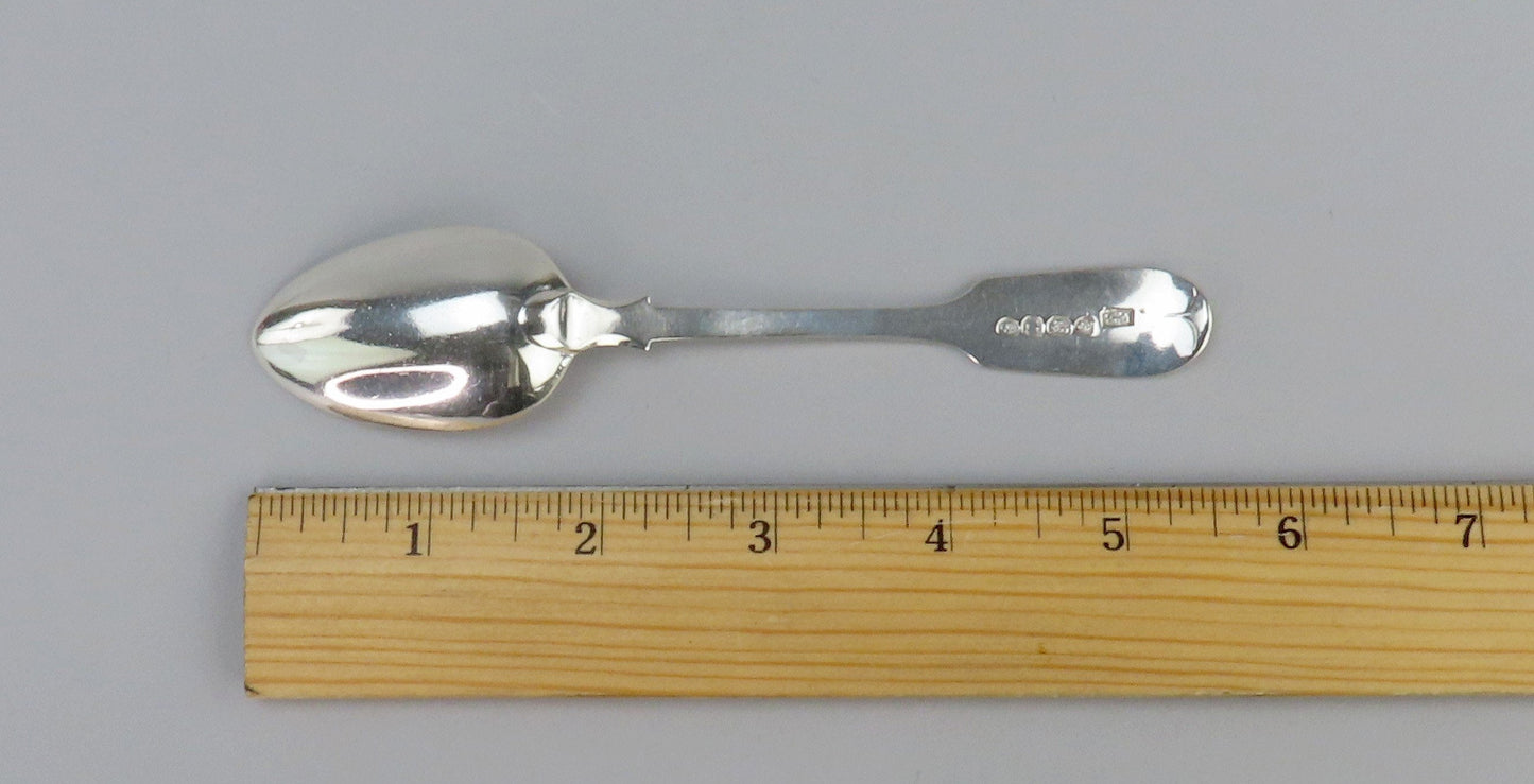 Nice Set 6 1835 English Sterling Silver Fiddle Teaspoons Coffee Spoons