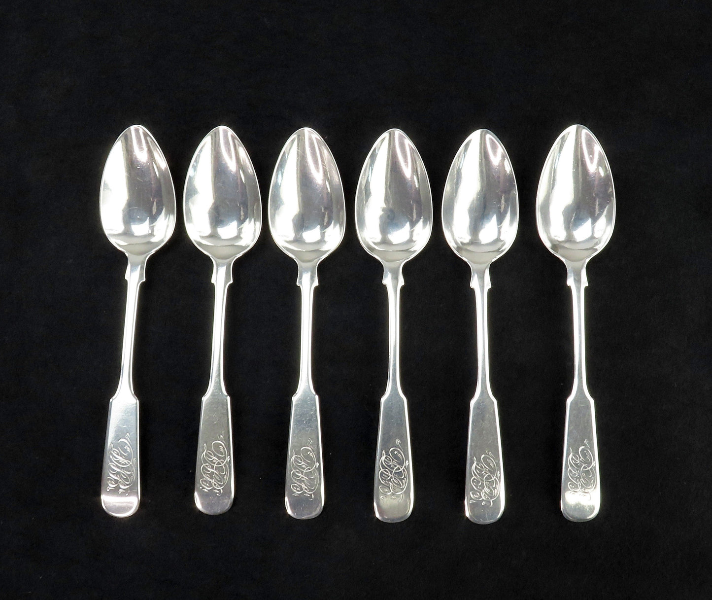 Rare Set 6 c1790s South Carolina American Coin Silver Teaspoons John Munro