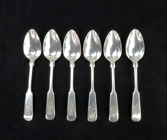 Rare Set 6 c1790s South Carolina American Coin Silver Teaspoons John Munro