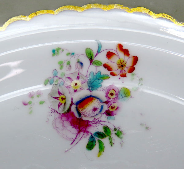 12 c1840s English Staffordshire Davenport Green Floral 7 3/8 Bread Butter Plates