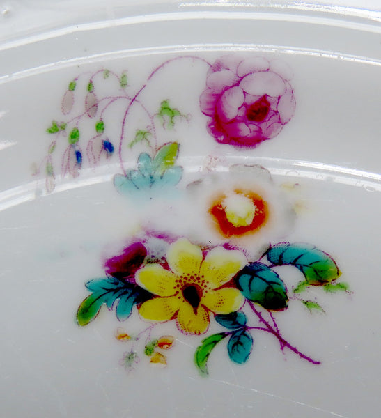 12 c1840s English Staffordshire Davenport Green Floral 7 3/8 Bread Butter Plates