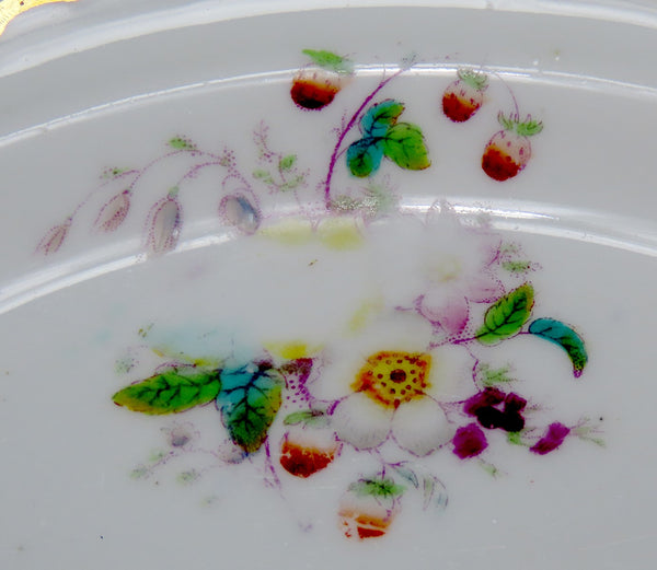 12 c1840s English Staffordshire Davenport Green Floral 7 3/8 Bread Butter Plates