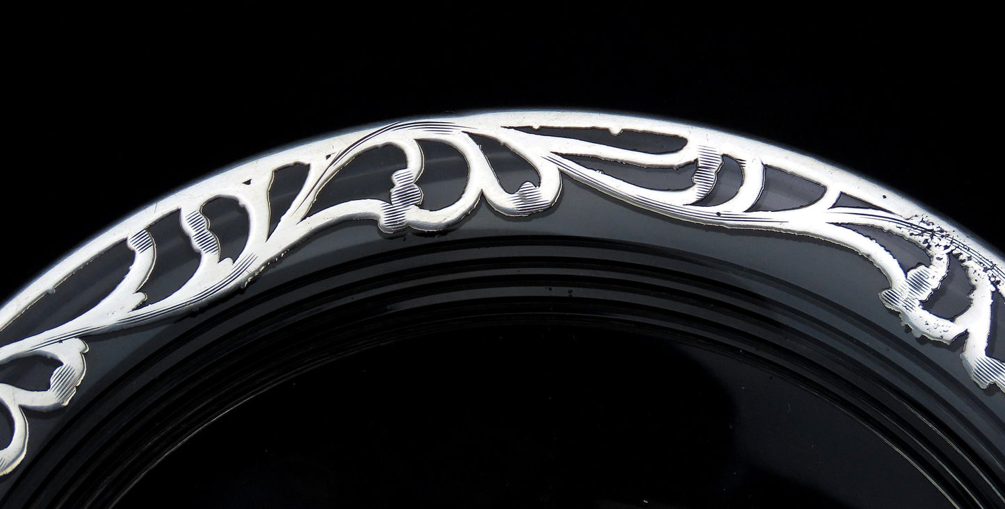 5 Great Sterling Silver Overlay Deposit Cut Glass Plates Saucers No Mono 5 1/4"
