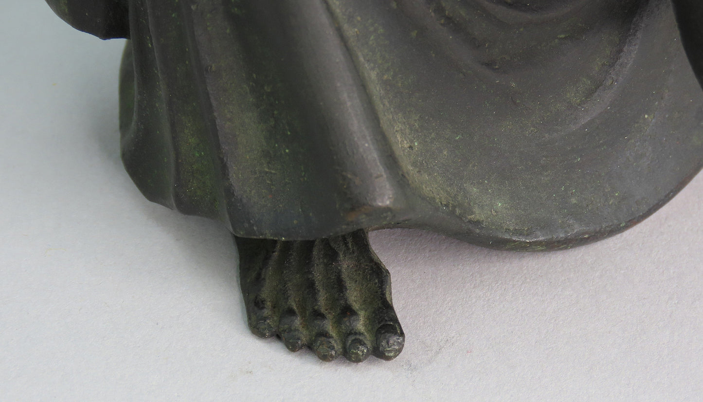 Rare Antique 1800s Chinese? Japanese? Bronze Luohan Sage Statue Figurine 10.25"