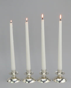 Handsome Set 4 VTG German 800 Silver Hand Hammered E. Bode Low Candlesticks