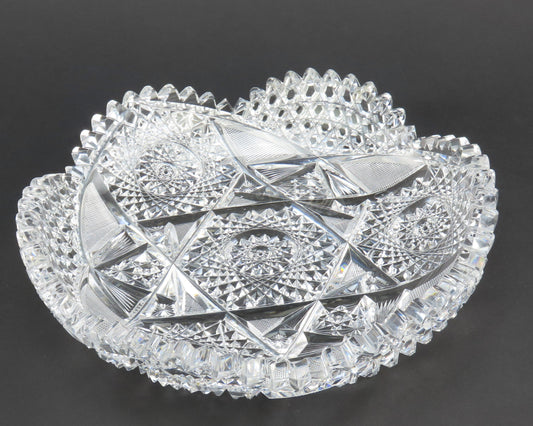 Dazzling c1890s American Brilliant Period Cut Glass 9" Shallow Scallop Rim Bowl