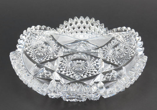 Dazzling c1890s American Brilliant Period Cut Glass 9" Shallow Scallop Rim Bowl