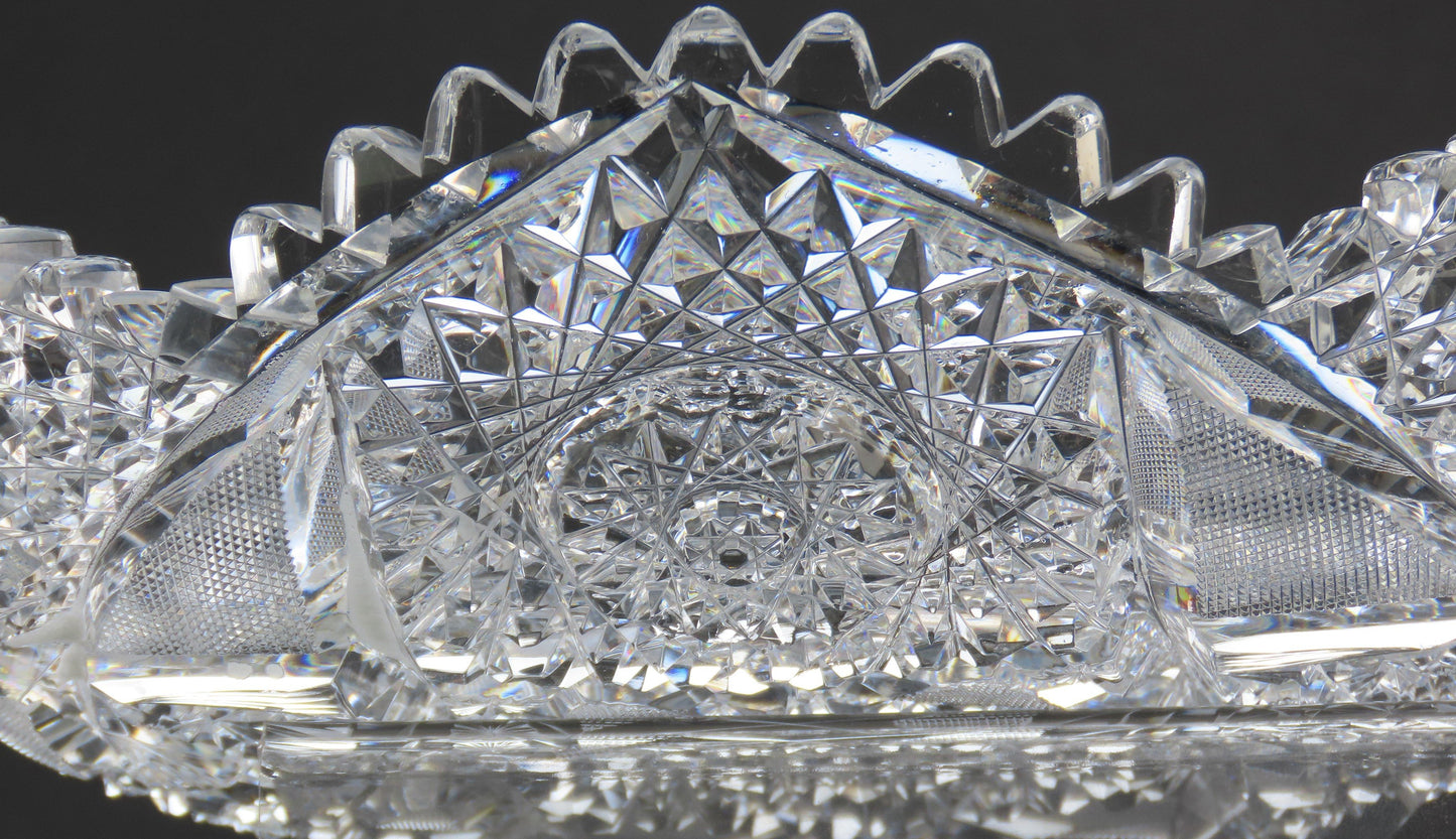 Dazzling c1890s American Brilliant Period Cut Glass 9" Shallow Scallop Rim Bowl