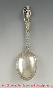 1770s-1830s Antique European Silver Figural Peter the Great Spoon 6.5"