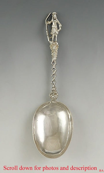 1770s-1830s Antique European Silver Figural Peter the Great Spoon 6.5"