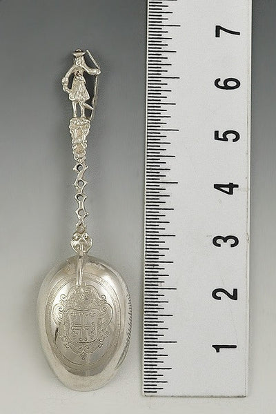 1770s-1830s Antique European Silver Figural Peter the Great Spoon 6.5"