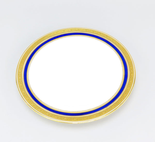 Great Set 7 Cauldon English Porcelain Luncheon Plates L6228 Cobalt/Gold Border