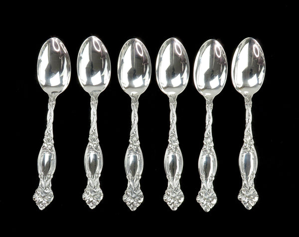 Great Set 6 International Sterling Silver Frontenac Art Nouveau Teaspoons