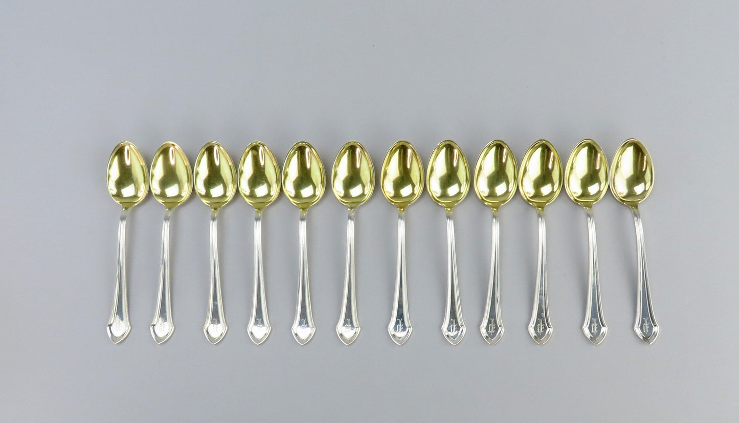 Superb Set 12 Durgin Sterling Silver Essex Demitasse Coffee Spoons P Mono