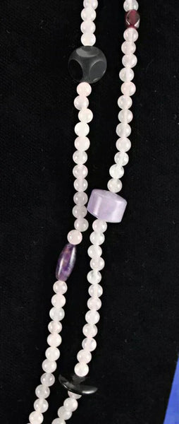 Rose Quartz Tourmaline Onyx Amethyst Beaded Necklace