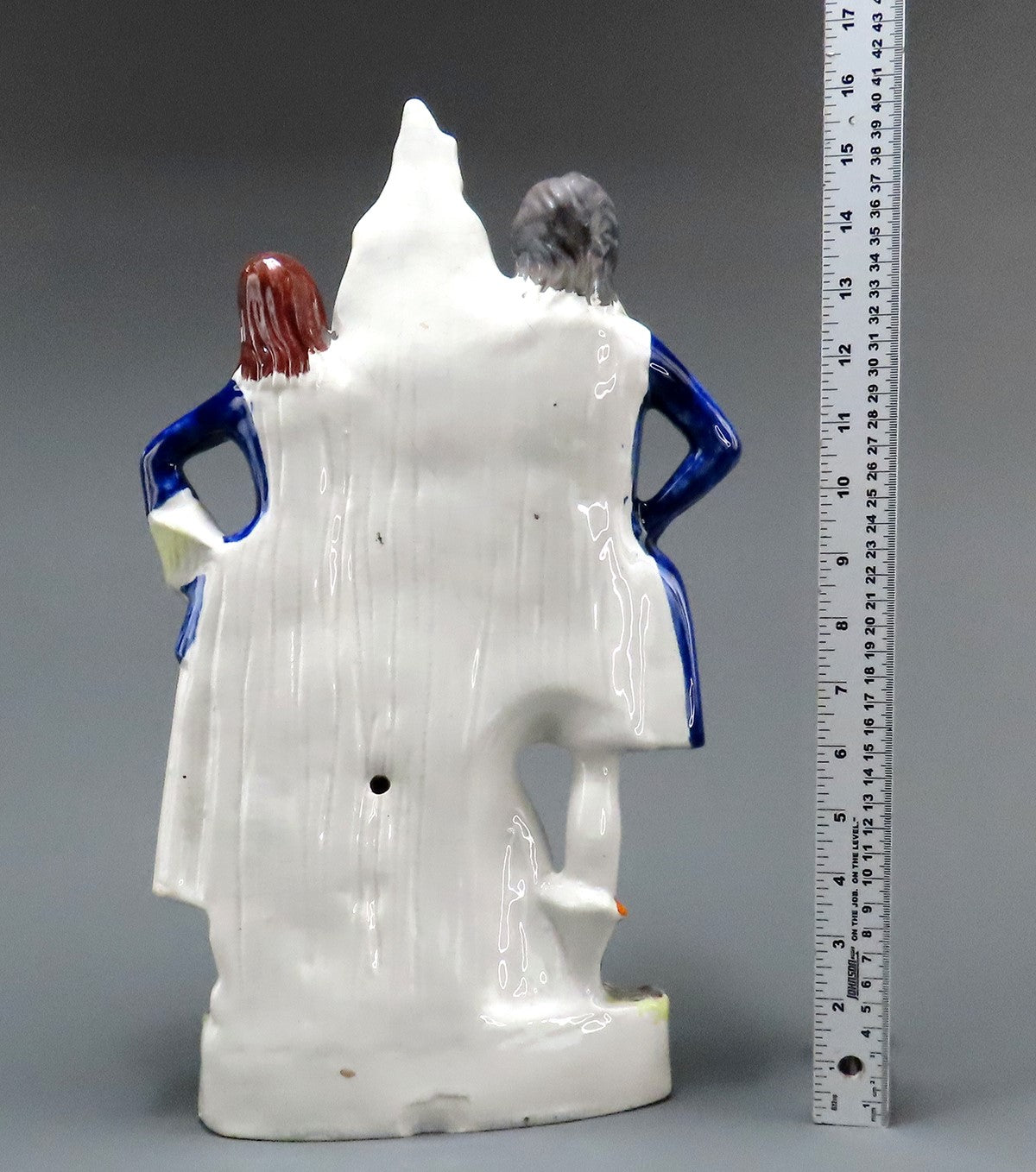 Large Size 1800s English Staffordshire Couple Man and Woman w Grapes Figurine