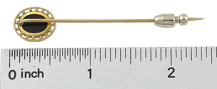 Victorian 10k Gold & Hand Carved Hardstone Cameo Stickpin