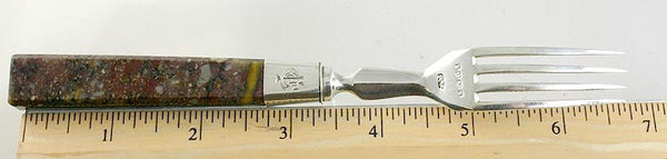 Fine Quality 1871 English Sterling Silver Granite Handle Fork 6.75"