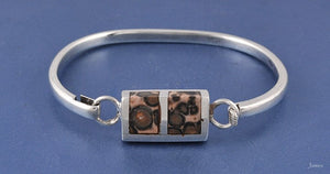 Mexican Sterling Silver and Genuine Stone Bangle Bracelet