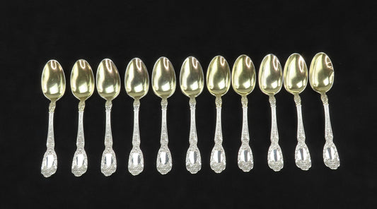 Rare Set 11 Gorham Sterling Silver Florentine Florenz Demitasse Coffee Spoons