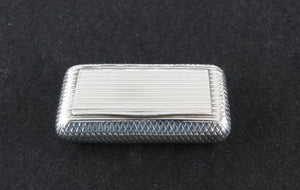 Antique 1804 English Sterling Silver Quilted Snuff Box Crosshatching Engraving